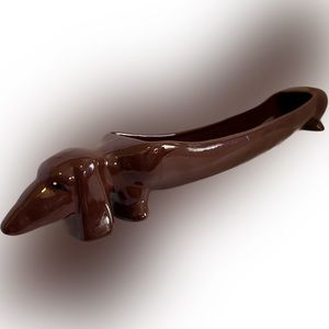 Vintage Ceramic Brown Dachshund Planter